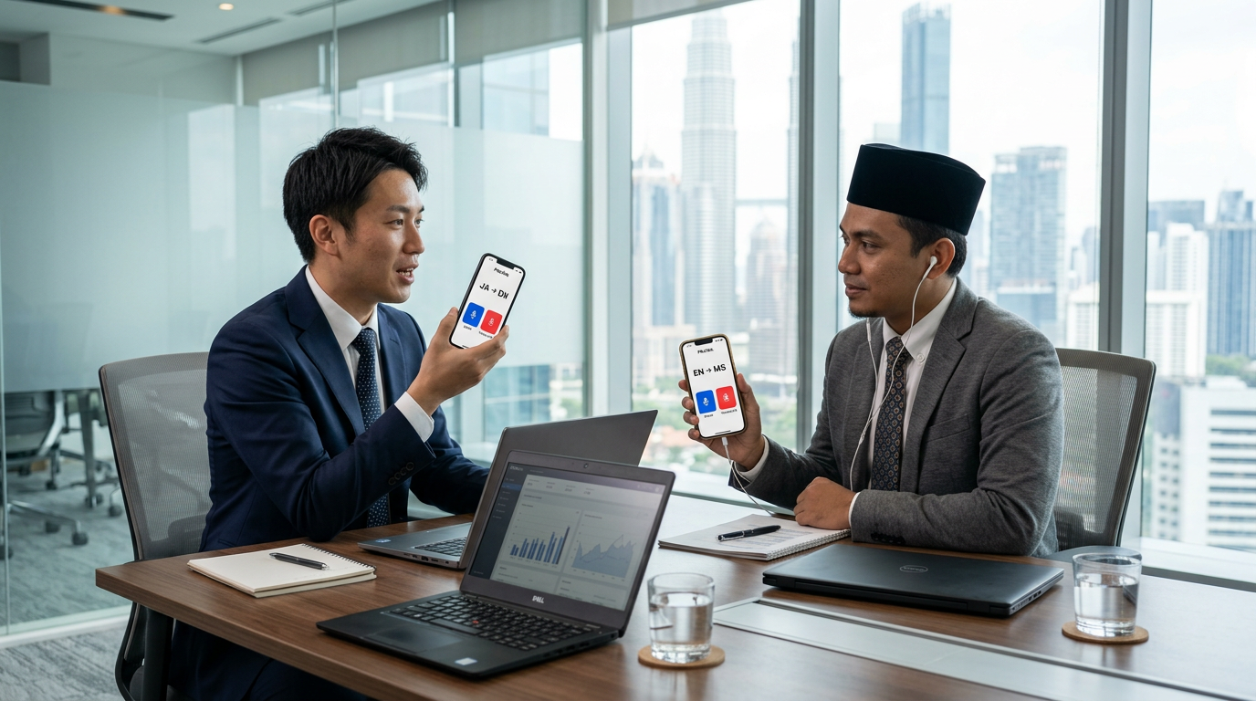 PikaTalk AI Interpreter - Business meeting with real-time translation